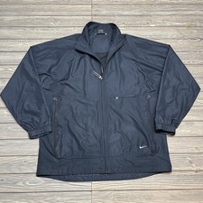 Vintage Nike Full Zip Track Jacket Black Men Size Large Pockets Swoosh Logo