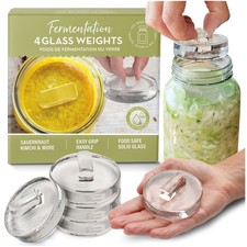 Glass Fermentation Weights for Fermenting | Set of 4 Pickle Weights, Clear 