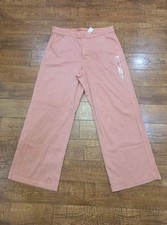 NWT American Eagle Baggy Wide Leg Chino Womens 18 Regular Dusty Pink High Rise