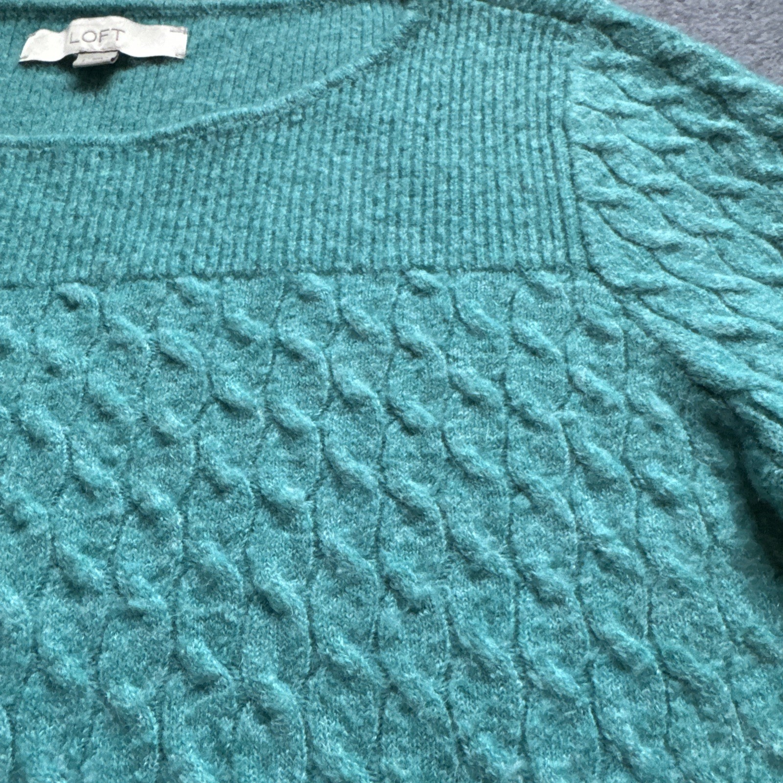 Loft Turquoise Blue Pullover Cable Knit Sweater S… - image 4