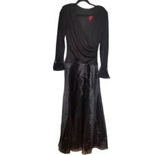 JS Collections Chiffon Black V-Neck Maxi Cocktail Party Dress Evening Gown 10