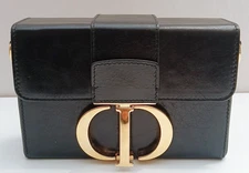 Christian Dior Box 2Way Shoulder bag Crossbody Black Gold Women Classic Designer