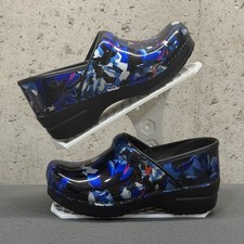 New Dansko Professional Slip On Graphic Floral Patent Clogs / Shoes - Size 38
