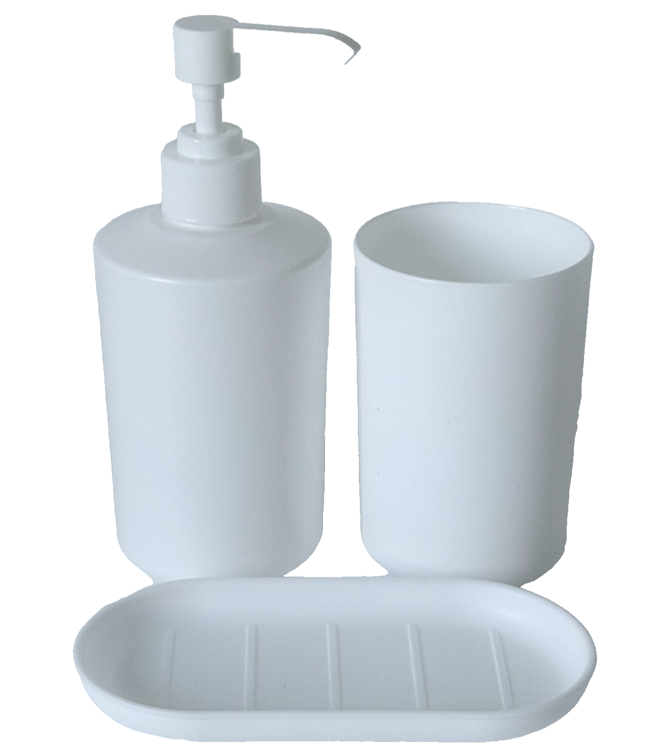 Soap Dispenser Toothbrush Holder & Soap Dish Bathroom Sink Set Plastic White