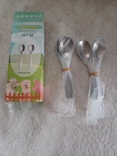 Annova Children's Stainless Steel Flatware Set of 12 SPOONS Petting Zoo BUNNY