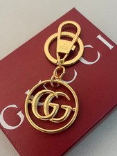 GUCCI Charm Logo GG Gold Design Keychain Gift Key chain with Brand Manual Box
