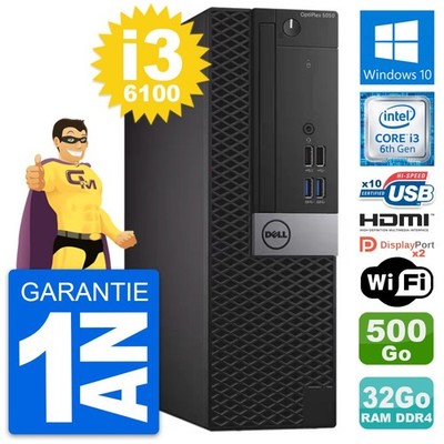 Dell OptiPlex 5050 SFF i3-6100 32GB RAM 500GB HDD HDMI WLAN Windows 10 Schwarz