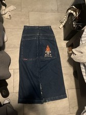 JNCO Vintage 90s Flaming Crossbone 32x32 Baggy Jeans Made In USA