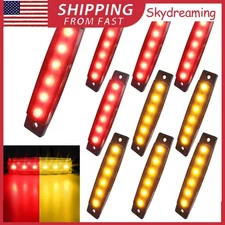 10X 3.8" Smoked Amber/Red Side Marker Clearance Lights 6 LED for Truck Trailer E