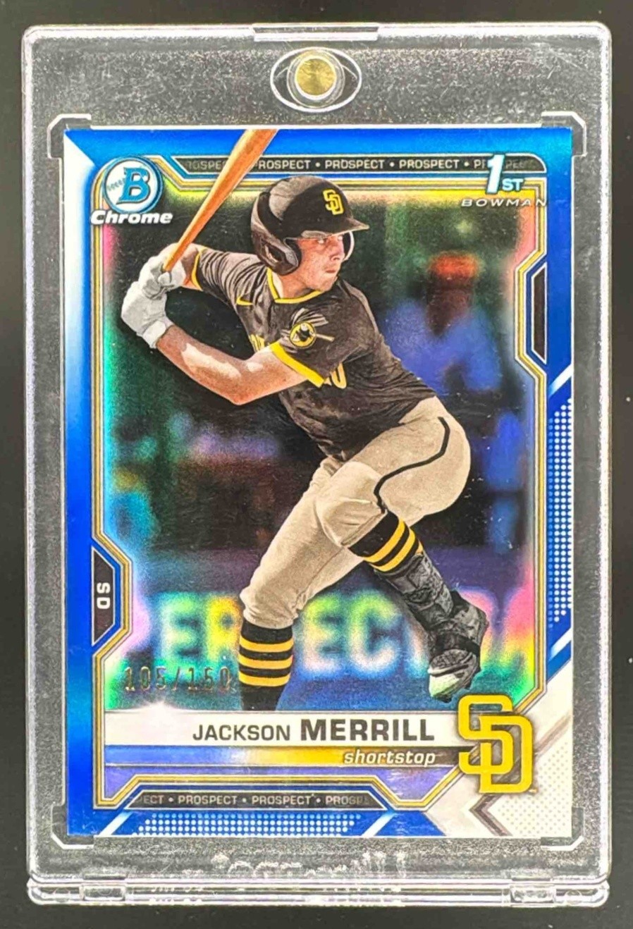 Jackson Merrill 2021 Bowman Chrome Draft #BDC-119 Blue Refractor 1st RC /150