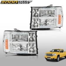 Fit For 2007-2013 Gmc Sierra 1500 2500 3500hd Clearchrome Led Drl Headlights