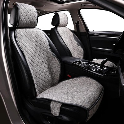MIROZO Linen Car Seat Cover,Soft and Breathable Front seat Covers 1PC, Gray 