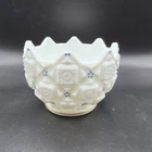 Vintage Westmoreland Milk Glass “Old Quilt” Pattern 4.5” Bowl Hand Painted