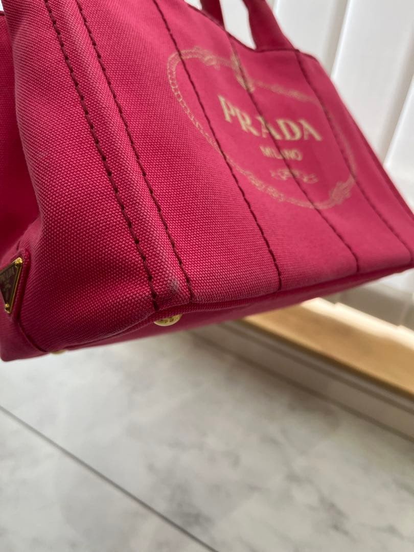 PRADA Canapa Tote Pink Tote Bag with Shoulder Strap S thumbnail 7