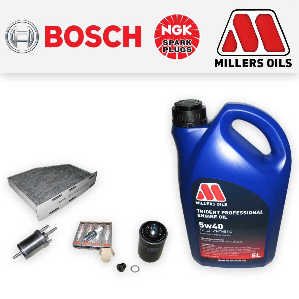 SERVICE KIT SKODA SUPERB (3T) 1.8 TSI  OIL FUEL CABIN FILTERS PLUGS +OIL (08-15)