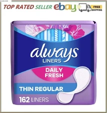 Always Thin Daily Panty Liners For Women, Light Absorbency, Unscented, 162 Count