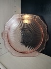 Vintage 1930s Anchor Hocking Pink Depression Glass Mayfair Open Rose Cake Plate