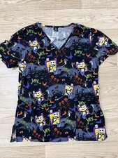 Women  s XS Nursing Scrub Top  Halloween  Disney  Nightmare Before Christmas