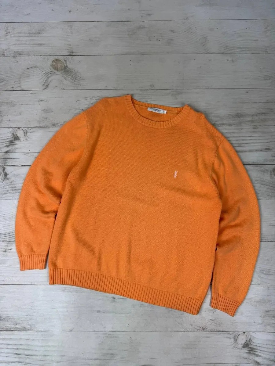 Vintage Yves Saint Laurent YSL Knit Sweater Men Size M Orange | eBay
