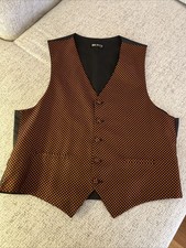Bracci pomarańczowo-czarny formalny garnitur smoxedo steampunk kamizelka 100% jedwab męski L-XL