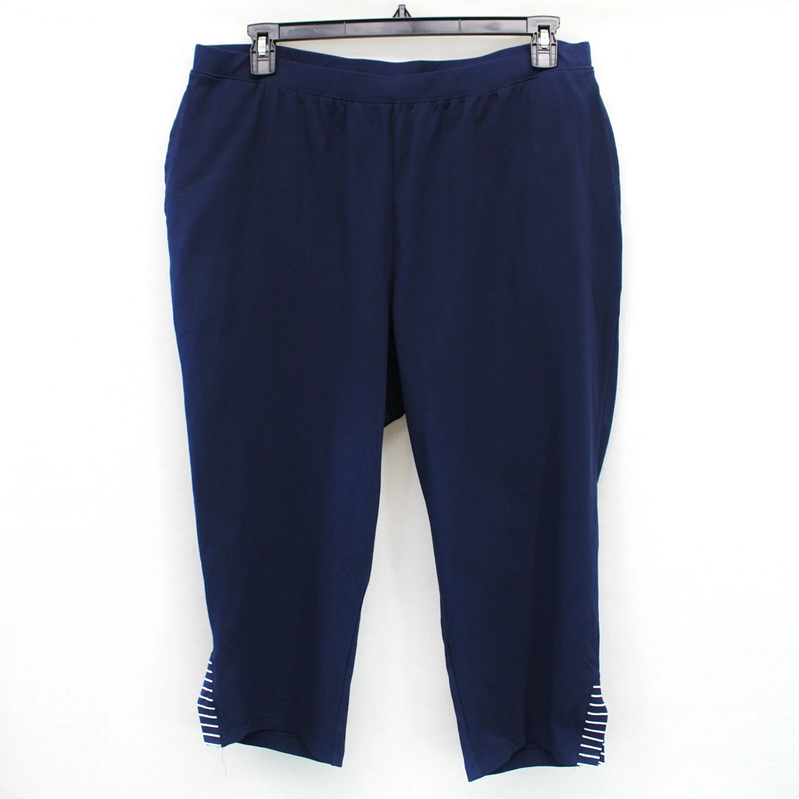 Catherines Plus Suprema Cotton Navy Blue Stretch Waist Capri Pants 3X