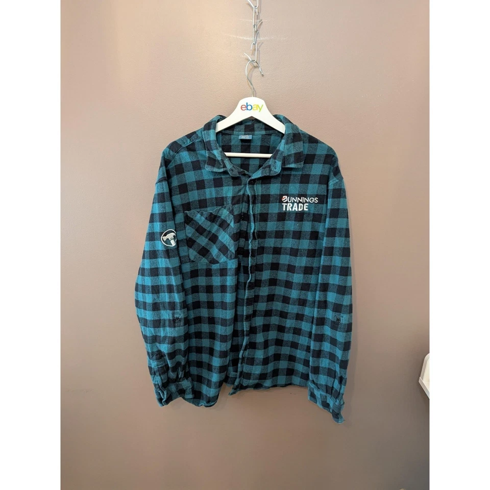 Bunnings Trade Shirt Mens 3XL Plaid Flannel Workwear Long Sleeve