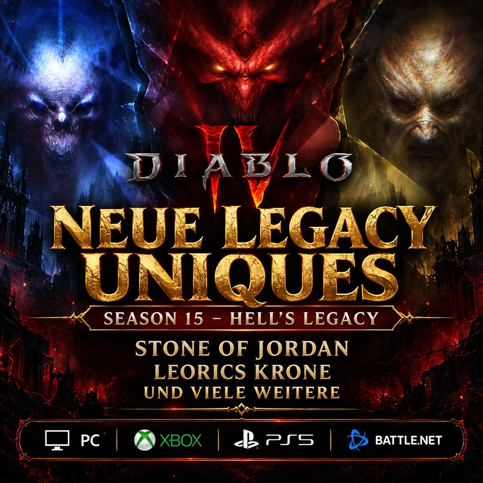 Diablo 4 Neu Alle Legacy Uniques 🔥 Season 15 Hell's Legacy SoJ Leorics Crown - Bild 1 von 1