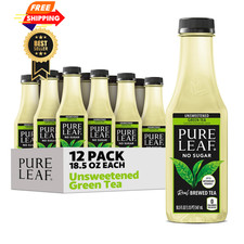 Pure Leaf Iced Tea, Unsweetened Green 18.5 Fl Oz Pack of 12 , Unsweet