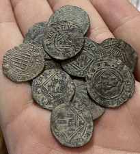 DESIRABLE 1300s Dinero Spanish Medieval Silver Billon Old Coin Castle & Lion