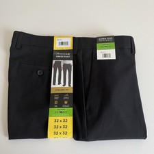 Haggar Dress Pants 32x32 Black Straight Fit Super Flex Waist Stretch NWT