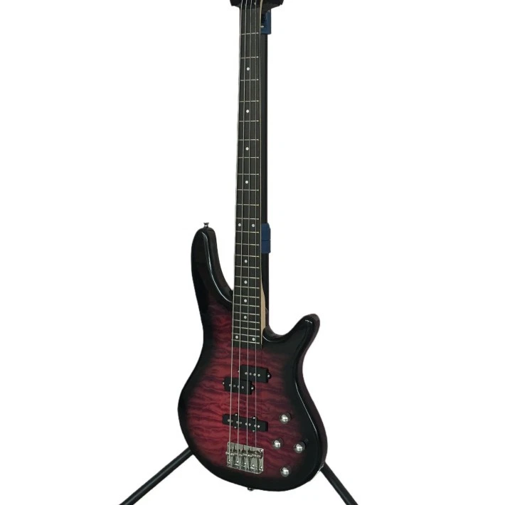 Hot Sale Gio Soundgear GSR200 Black Electric Bass Guitar Red Burst Quilted Top - Image 3 of 4