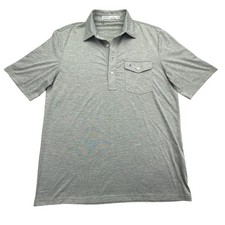 Criquet Polo Shirt Mens M Green Striped Performance Stretch Short Sleeve Golf