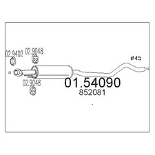 MTS Mitteltopf NEU für Opel Astra F Caravan 1.8 1.7D Auspuff + Anbauteile 