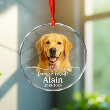 Forever Loved Dog Memorial Ornament, Watercolor Photo Pet Ornament, Memorial Dog