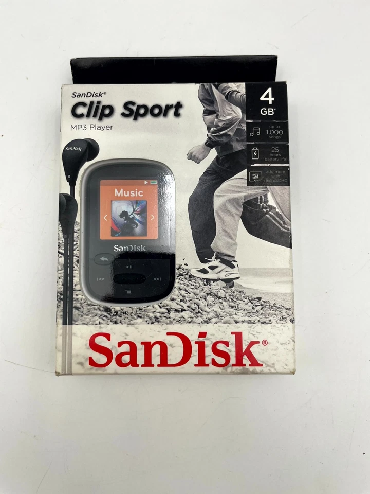 SanDisk Clip Sport MP3 Player 4 GB Black LCD Screen FM Radio MicroSDHC Slot - Image 2 of 4