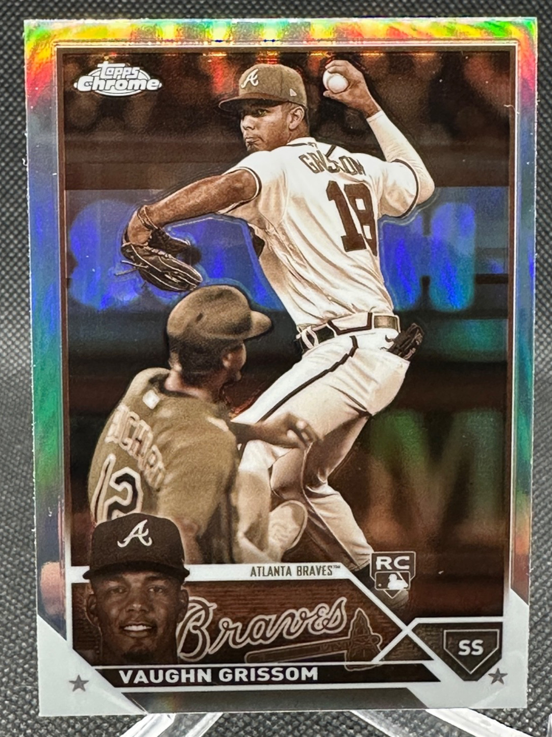 🔥2023 Topps Chrome SEPIA REFRACTOR Vaughn Grissom RC ROOKIE CARD #48 ANGELS!