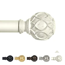 White Farmhouse Curtain Rods for Windows:18-45" 18-45" & 1pack Antique White