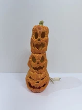 Vtg 1995 Trendmasters Lighted Halloween Stacked Pumpkin Totem Foam Blow Mold 18”