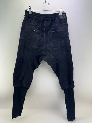 R13 Womens Black Drop Crotch Elastic Waist Drawstring Hybrid Jeans Pants Size 32
