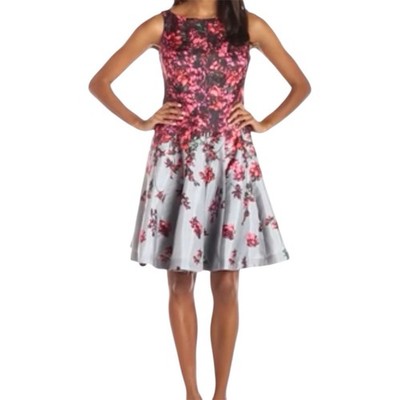CB Established 1960s Red floral Women s A-Line Dress 16 Rare Style Vintage New