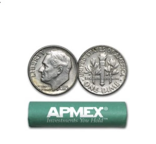 90% Silver Roosevelt Dimes - One (1) 50-Coin Roll. One roll