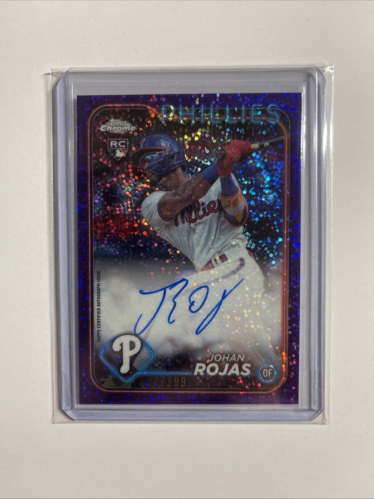 2024 Topps Chrome Update-#RA-JRO Johan Rojas Purple Speckle Auto (RC) /299