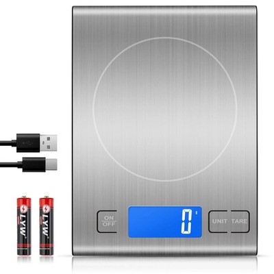 33Lb Rechargeabl33e Food Scale, 304 Stainless Steel Digital Kitchen Scale with 3