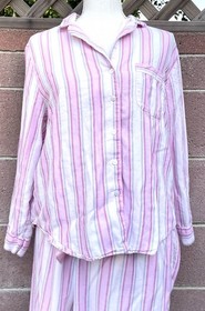 Victoria Secret 2 Piece Pajama Set Striped Size Small Pink White
