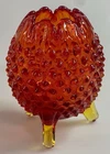 Fenton Amberina Glass Hobnail 3 Footed Vase Egg Shaped Rose Bowl Vase Vintage