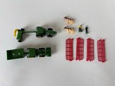 ERTL John Deere Farm Toy Lot Tractor Wagon Fence Animals Figures EUC