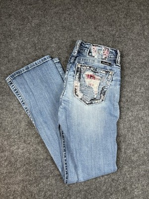 Miss Me ''Distressed Patchwork'' Bootcut Jeans Rare Style ME861082R Woman s 29 Y2K