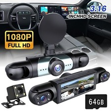 1080P Dash Cam Front Rear Left Right Four Dash Camera w/ 64GB SD Card G-sensor