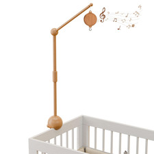 Crib Mobile Arm with Music Box,32.5 Inch Crib Mobile Stand,Wooden Mobile Arm for