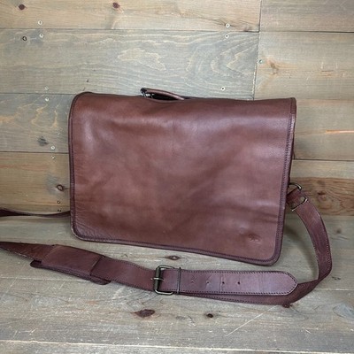 Buffalo Jackson Brown Leather Messenger Bag Briefcase Laptop Shoulder Satchel